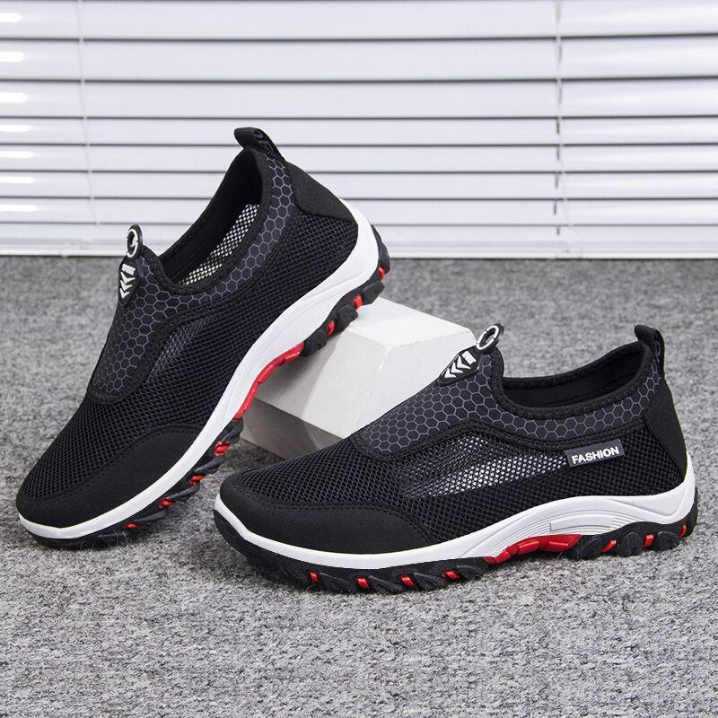 Herren Sport Splicing Mesh Gewebe Atmungsaktive Slip On Casual Walking Schuhe