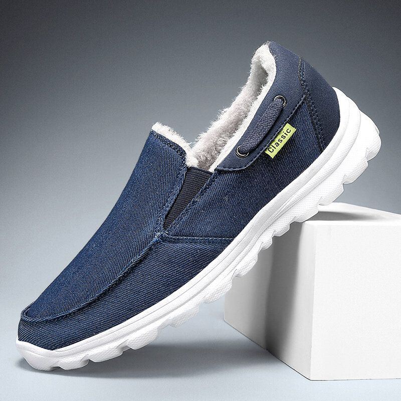 Herren Stitching Cloth Warm Comfy Elastic Slip On Sport Casual Flache Schuhe