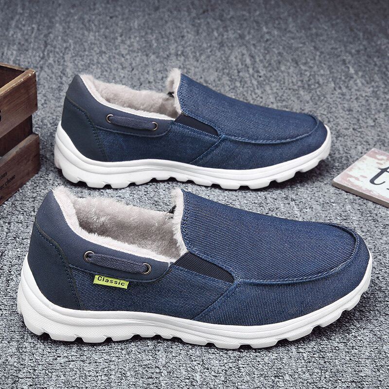 Herren Stitching Cloth Warm Comfy Elastic Slip On Sport Casual Flache Schuhe