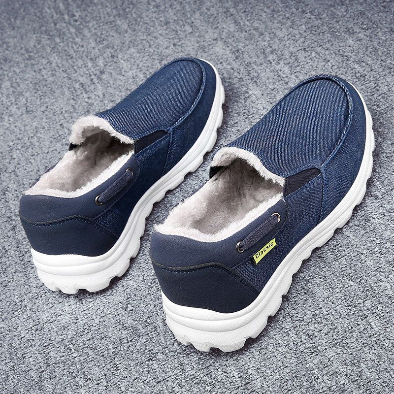 Herren Stitching Cloth Warm Comfy Elastic Slip On Sport Casual Flache Schuhe