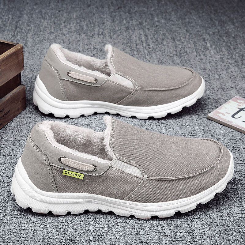 Herren Stitching Cloth Warm Comfy Elastic Slip On Sport Casual Flache Schuhe