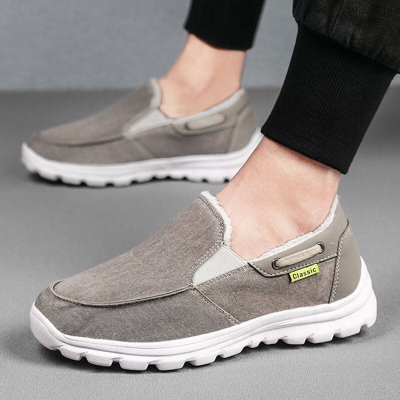 Herren Stitching Cloth Warm Comfy Elastic Slip On Sport Casual Flache Schuhe