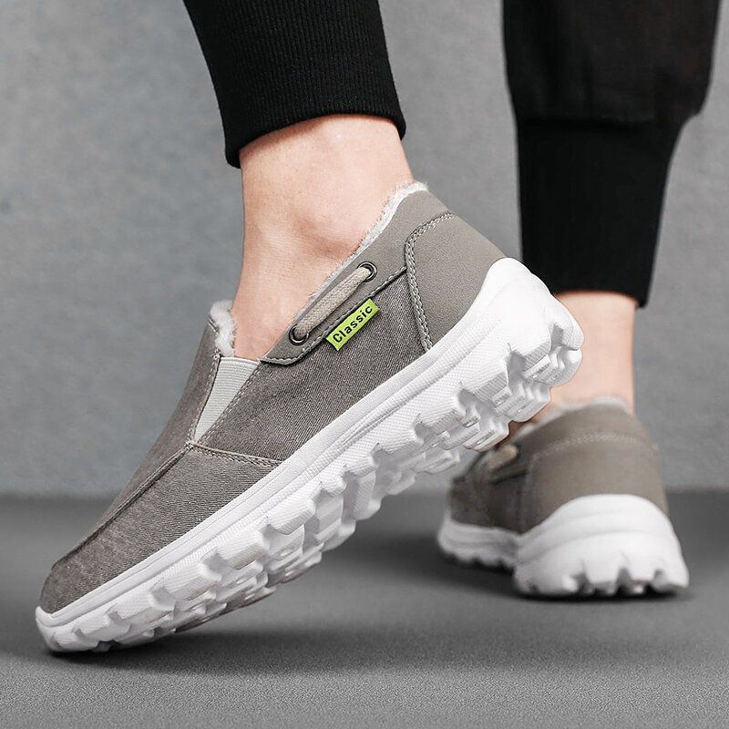 Herren Stitching Cloth Warm Comfy Elastic Slip On Sport Casual Flache Schuhe