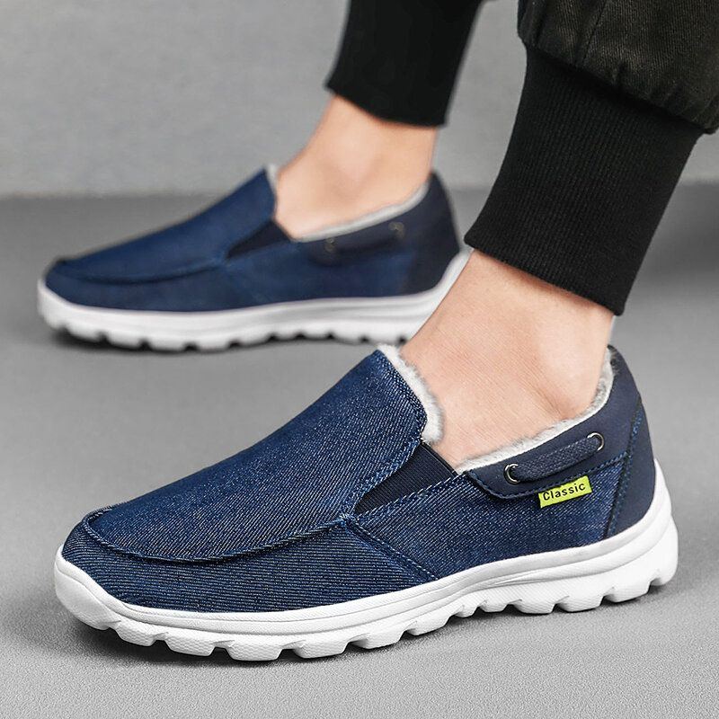 Herren Stitching Cloth Warm Comfy Elastic Slip On Sport Casual Flache Schuhe