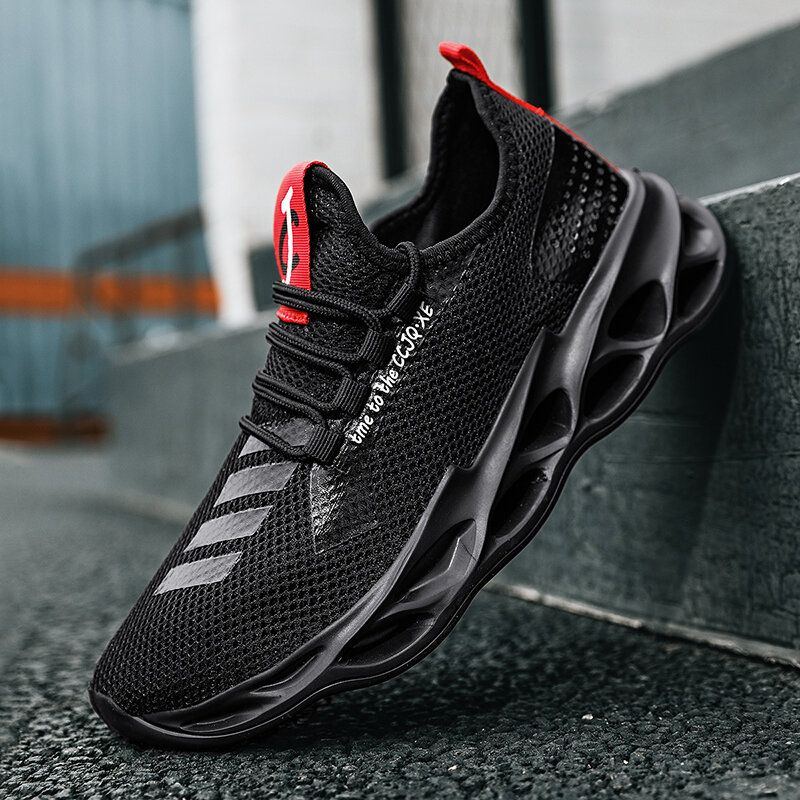 Herren Stoff Mesh Atmungsaktiv Bequeme Unterseite Dicke Sohle Sport Freizeitschuhe Zum Schnüren