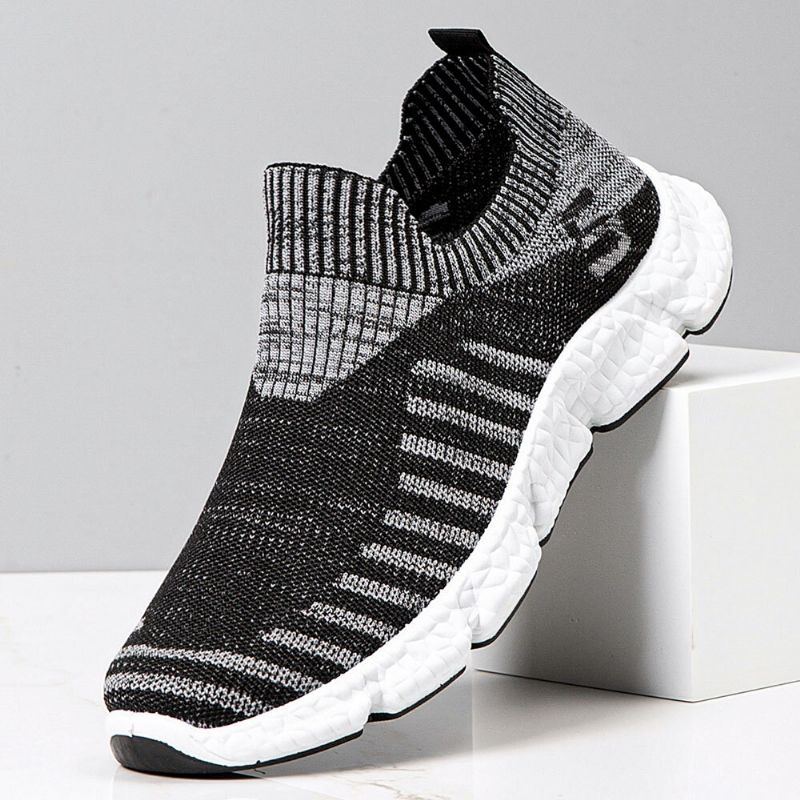 Herren Weiche Sohle Rutschfeste Atmungsaktive Outdoor Sport Laufschuhe Fliegende Strickschuhe