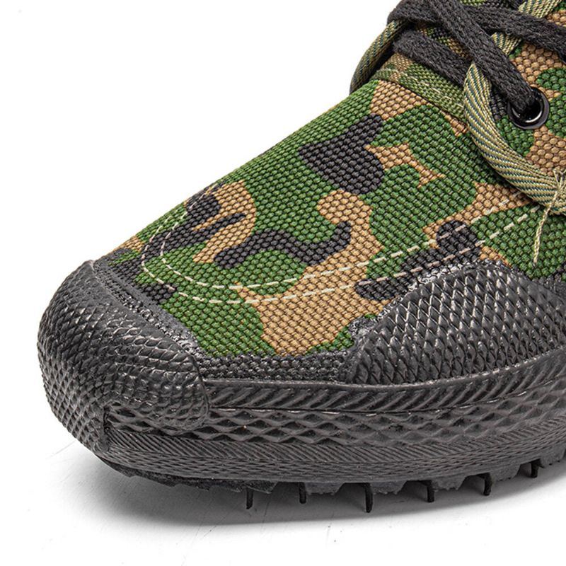 Men Canvas Camouflage Pattern Wear Resistant Breathable Rubber Vulkanisierte High Top Befreiungsschuhe Militärtrainingsschuhe Turnschuhe Sportschuhe