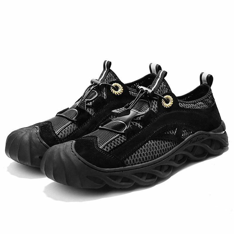 Men Outdoor Luminous Mesh Atmungsaktive Antikollisionskappe Lässige Wanderschuhe