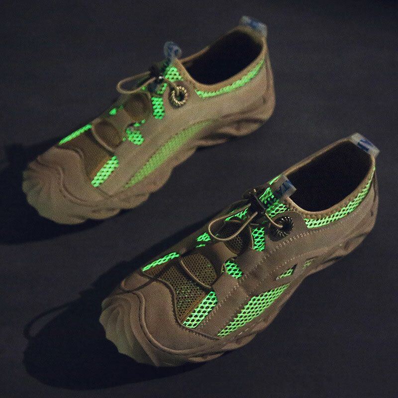 Men Outdoor Luminous Mesh Atmungsaktive Antikollisionskappe Lässige Wanderschuhe