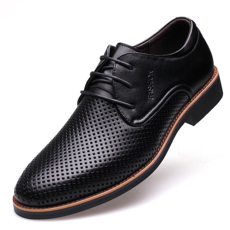 Atmungsaktive Ausgehöhlte Mikrofaser Business Casual Oxfords Für Herren