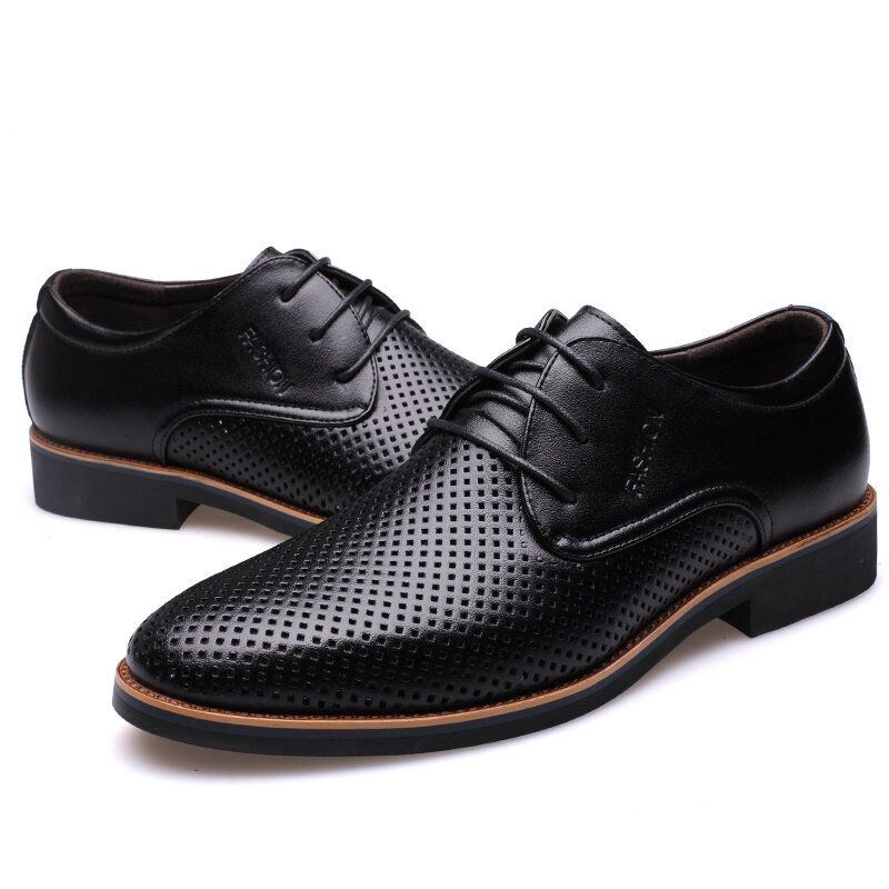 Atmungsaktive Ausgehöhlte Mikrofaser Business Casual Oxfords Für Herren