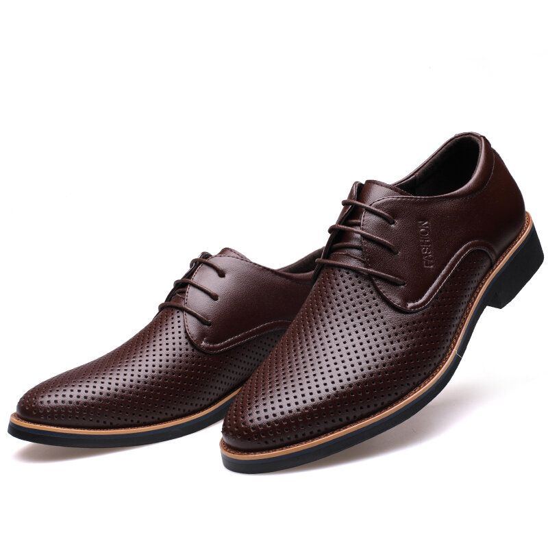 Atmungsaktive Ausgehöhlte Mikrofaser Business Casual Oxfords Für Herren