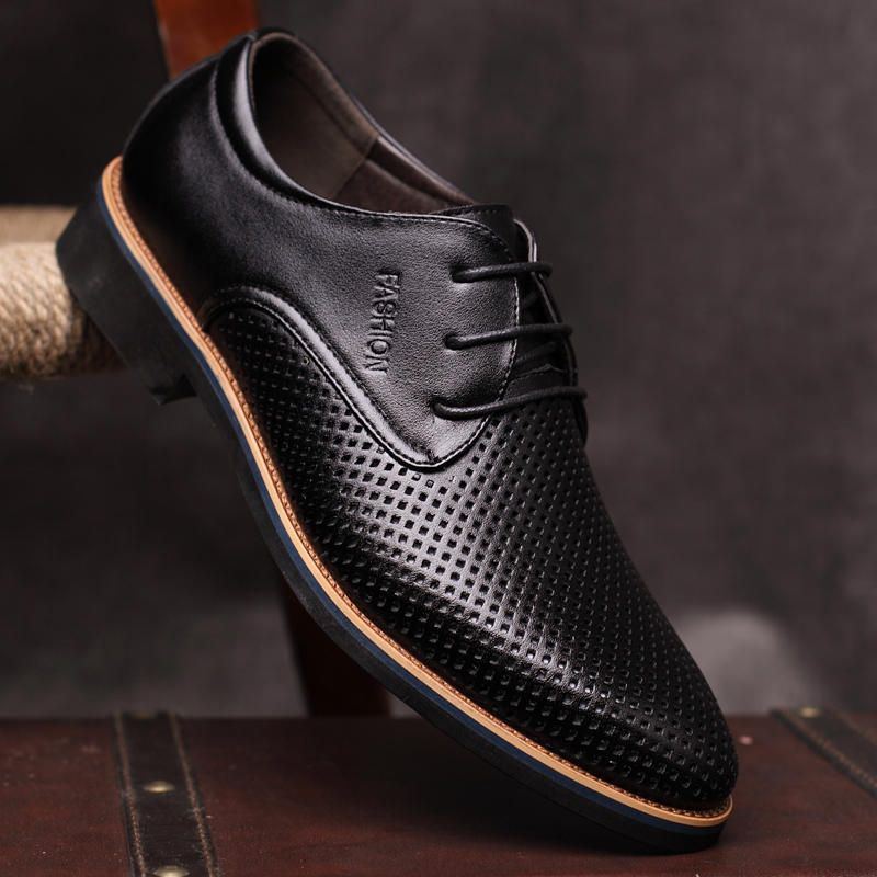 Atmungsaktive Ausgehöhlte Mikrofaser Business Casual Oxfords Für Herren