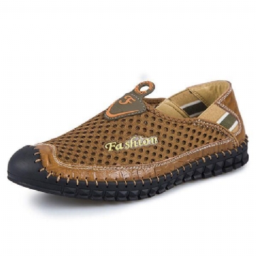 Atmungsaktive Lässige Mesh Outdoor Echtleder Flachschuhe Für Herren