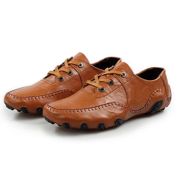 Atmungsaktive Oxfords Aus Weichem Leder Für Herren Mit Oktopusmuster Und Gummisohle