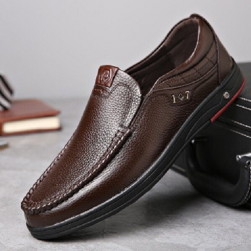 Bequeme Lässige Business Echtleder Slip On Soft Oxfords Für Herren