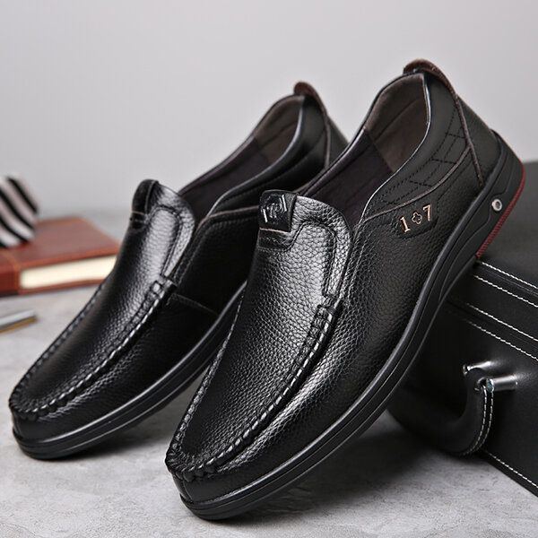 Bequeme Lässige Business Echtleder Slip On Soft Oxfords Für Herren