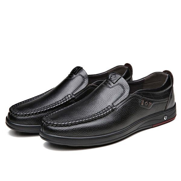 Bequeme Lässige Business Echtleder Slip On Soft Oxfords Für Herren