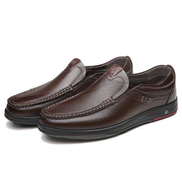 Bequeme Lässige Business Echtleder Slip On Soft Oxfords Für Herren