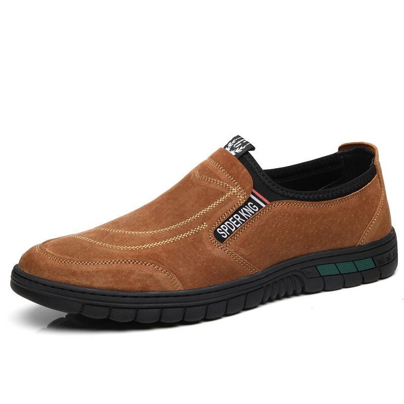 Bequeme Schweinsleder Nähte Für Herren Rutschfeste Runde Zehen Faule Slip On Loafer Schuhe