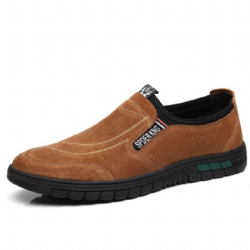 Bequeme Schweinsleder Nähte Für Herren Rutschfeste Runde Zehen Faule Slip On Loafer Schuhe