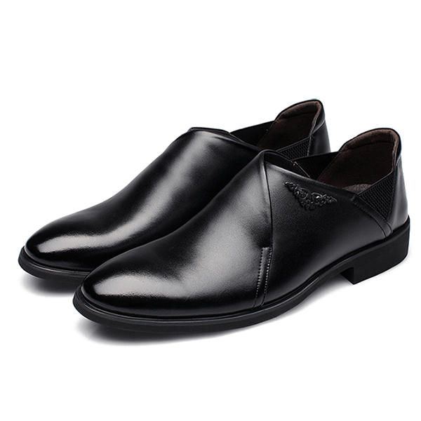 Bequemer Weicher Elastischer Business Leder Slip On Für Herren Formelle Schuhe