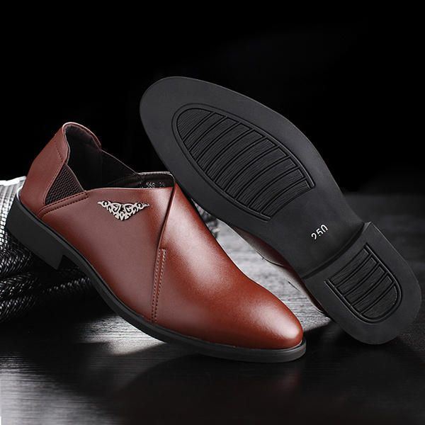 Bequemer Weicher Elastischer Business Leder Slip On Für Herren Formelle Schuhe