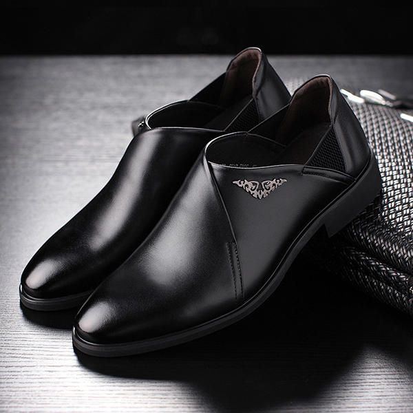 Bequemer Weicher Elastischer Business Leder Slip On Für Herren Formelle Schuhe