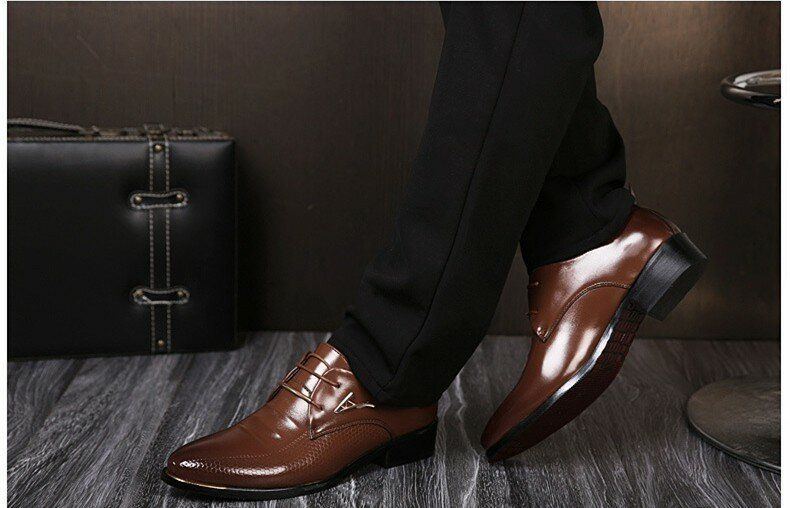 Business Kleid Für Herren Formelle Oxfords Leder Loafer Flache Geschnürte Freizeitschuhe