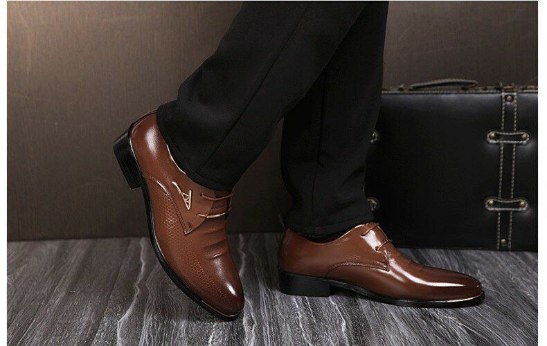 Business Kleid Für Herren Formelle Oxfords Leder Loafer Flache Geschnürte Freizeitschuhe