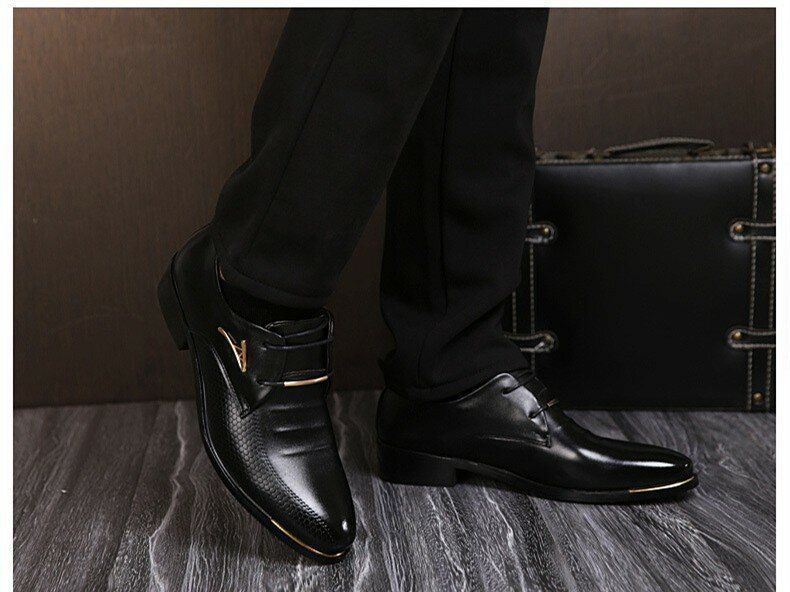 Business Kleid Für Herren Formelle Oxfords Leder Loafer Flache Geschnürte Freizeitschuhe