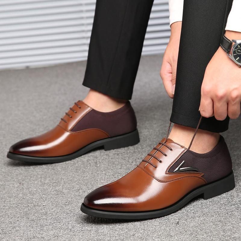 Formale Business Oxfords Aus Mikrofaser Mit Spitzer Zehenpartie Für Herren