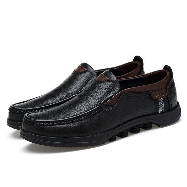 Herren Big Size Leder Casual Soft Slip On Lässige Business Flats