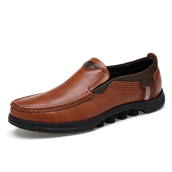 Herren Big Size Leder Casual Soft Slip On Lässige Business Flats