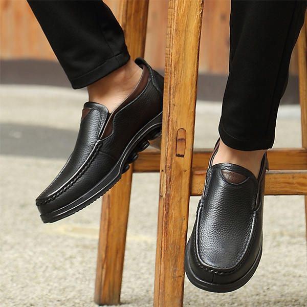 Herren Big Size Leder Casual Soft Slip On Lässige Business Flats