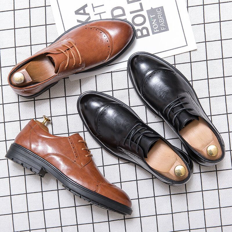 Herren Brogue Schnürschuhe Business Wearable Oxfords Schuhe