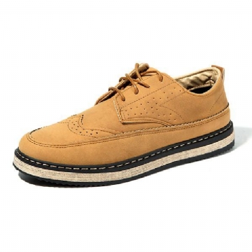 Herren Casual Retro Britischer Stil Leder Brogue Oxfords Schuhe