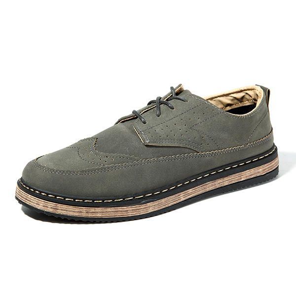 Herren Casual Retro Britischer Stil Leder Brogue Oxfords Schuhe