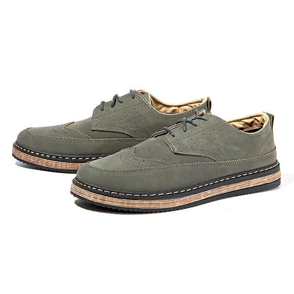 Herren Casual Retro Britischer Stil Leder Brogue Oxfords Schuhe