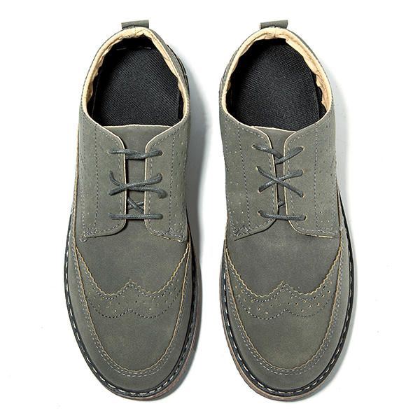 Herren Casual Retro Britischer Stil Leder Brogue Oxfords Schuhe