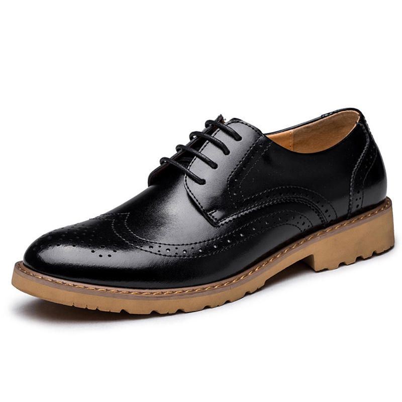 Herren Echtleder Brogue Mit Geschnitzten Business Casual Oxfords