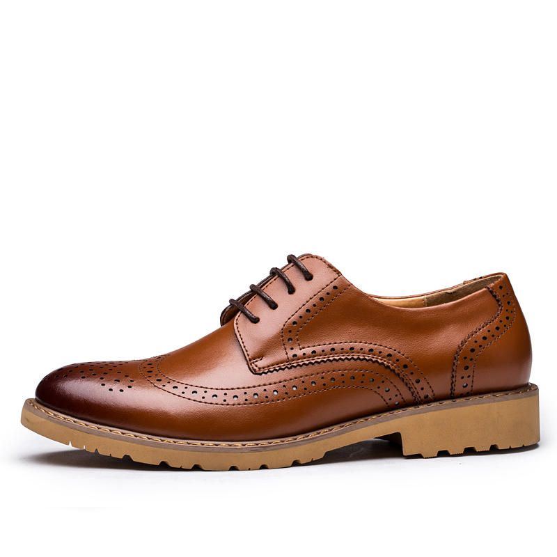 Herren Echtleder Brogue Mit Geschnitzten Business Casual Oxfords