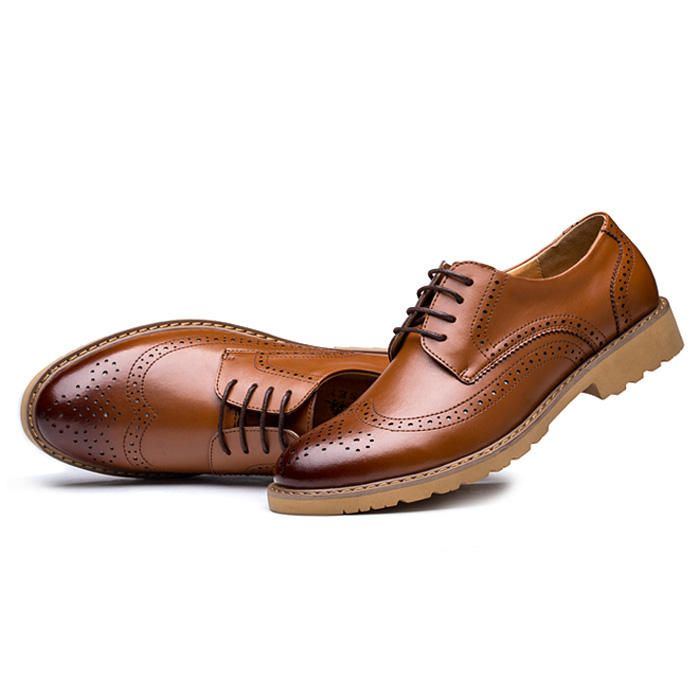 Herren Echtleder Brogue Mit Geschnitzten Business Casual Oxfords