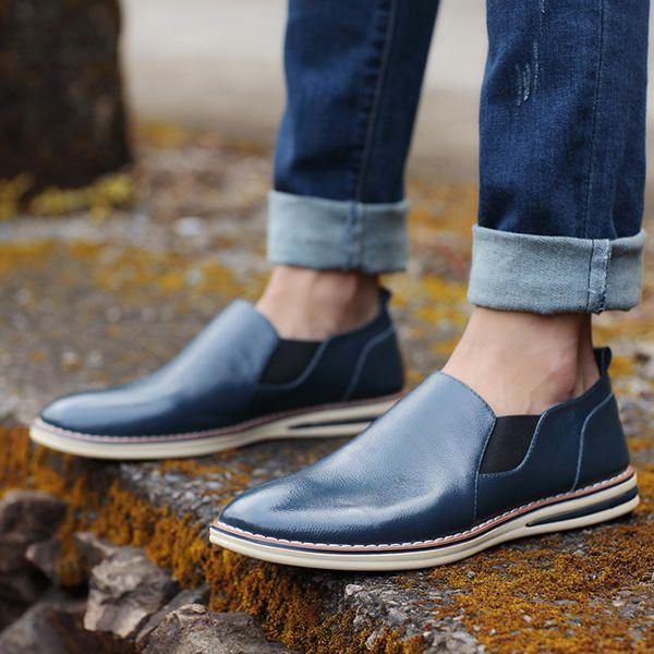 Herren Echtleder Casual Slip On Business Oxfords Schuhe