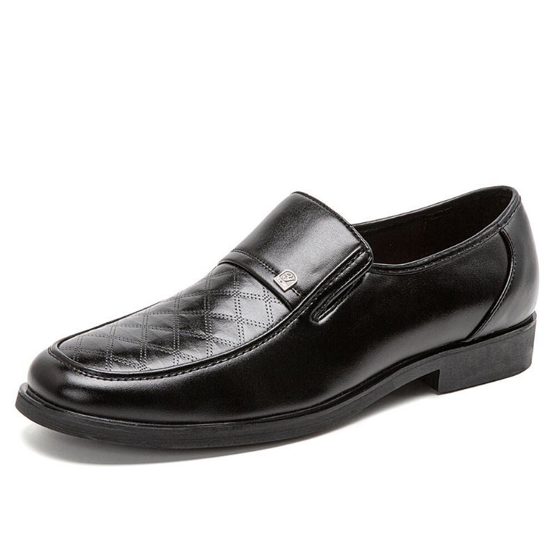 Herren Gestreiftes Rautenmuster Slip On Weiche Sohle Bequeme Lässige Business Schuhe