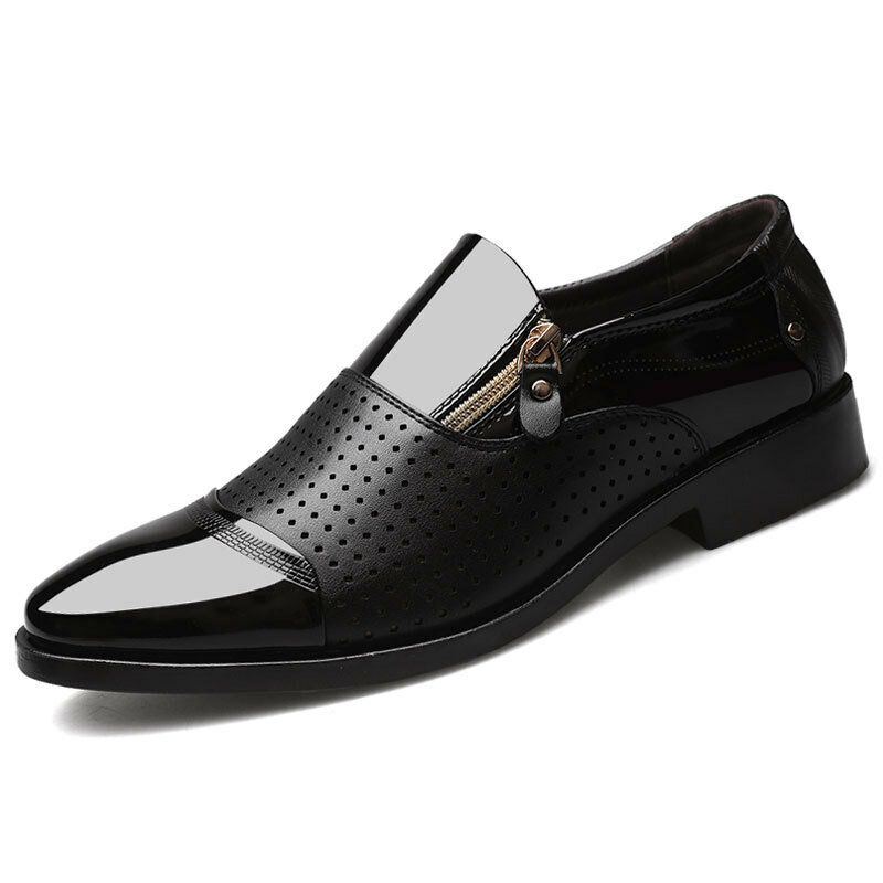 Herren Leder Ausgehöhlte Atmungsaktive Weiche Sohle Slip On Lässige Oxford Business Schuhe