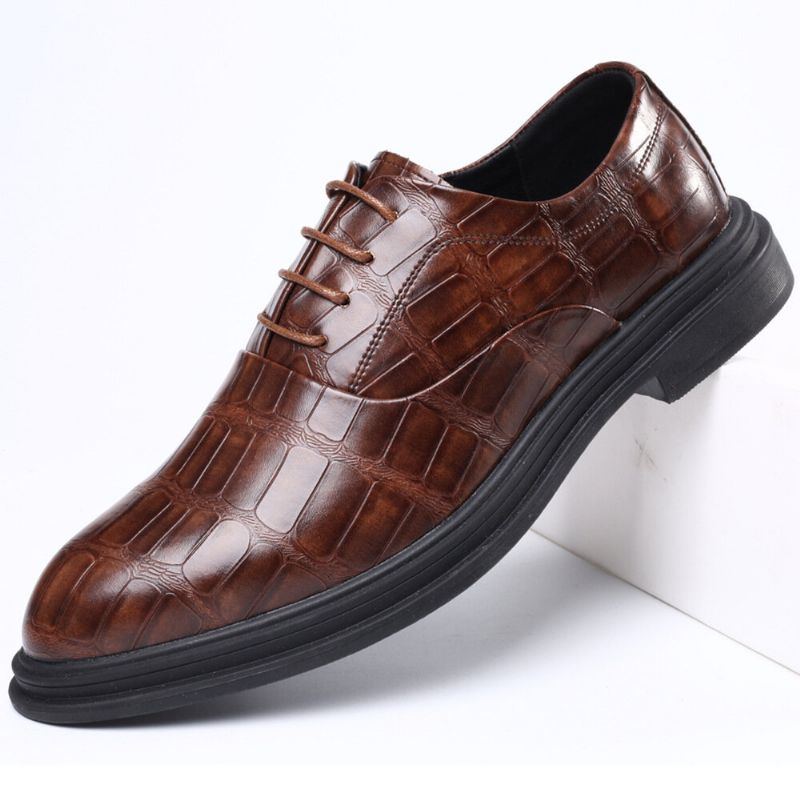 Herren Leder Bequeme Weiche Sohle Krokoprägung England Stil Casual Business Schuhe