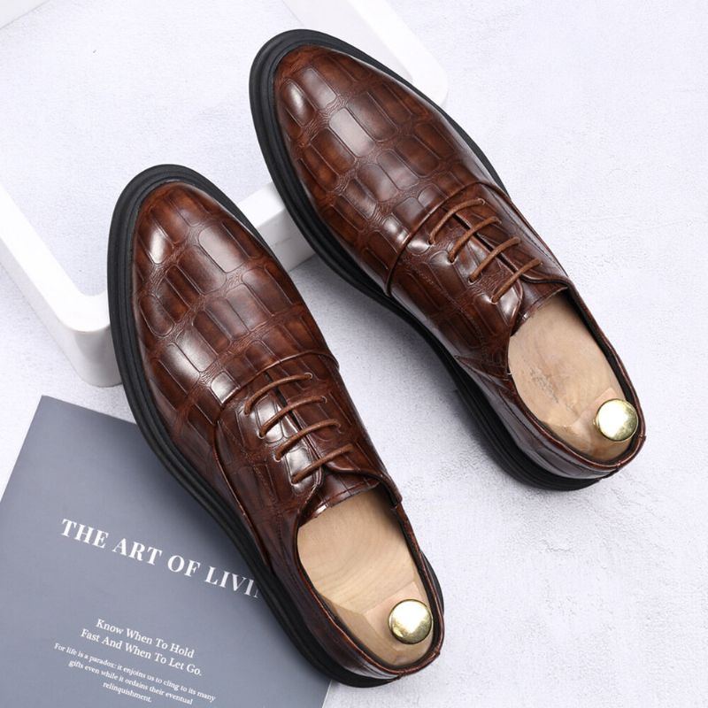 Herren Leder Bequeme Weiche Sohle Krokoprägung England Stil Casual Business Schuhe