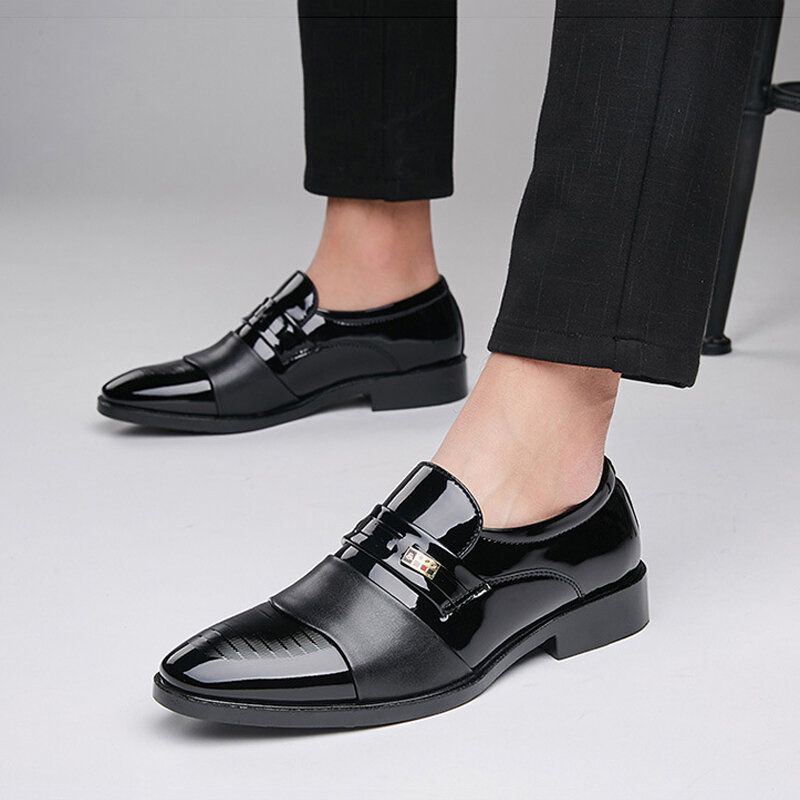 Herren Leder Bequeme Weiche Sohle Spitze Zehe Slip On Kleid Casual Business Schuhe