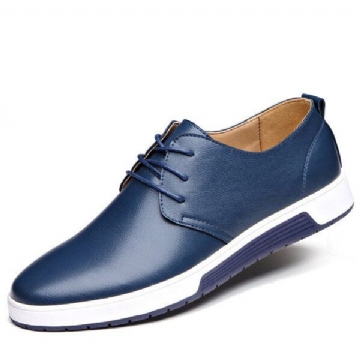 Herren Leder Oxford Sneaker Mit Runder Zehenpartie